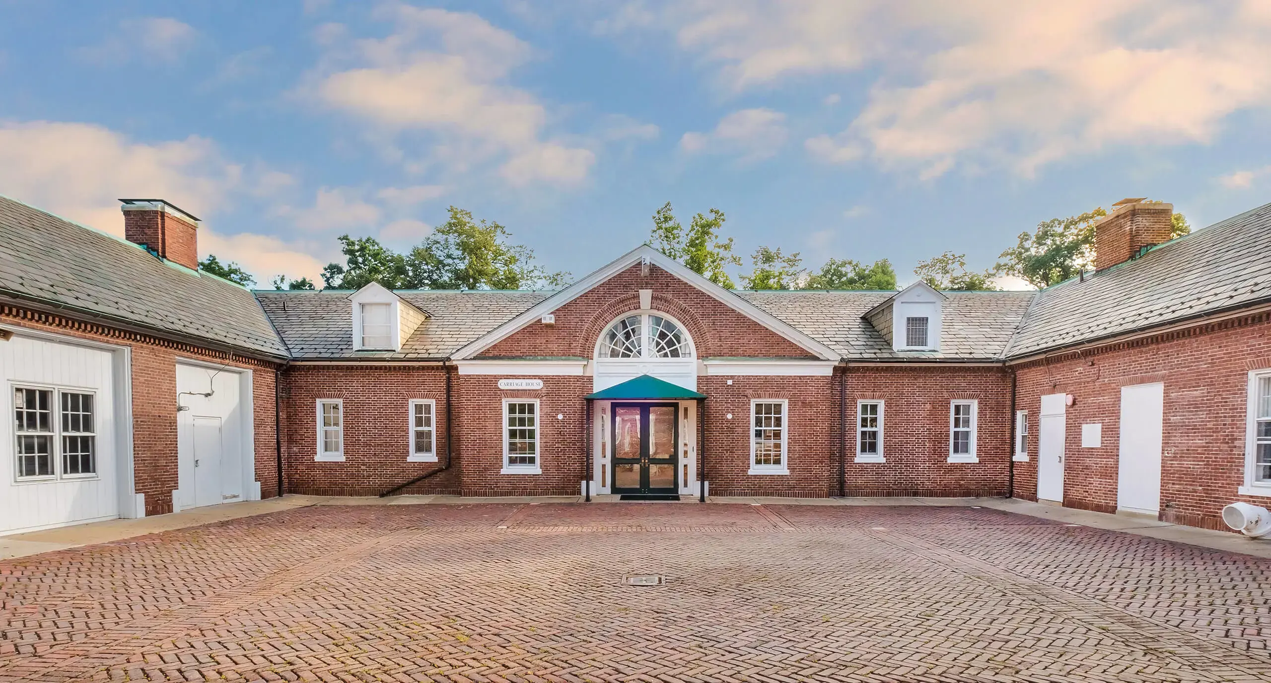 brick building and brick courtyard