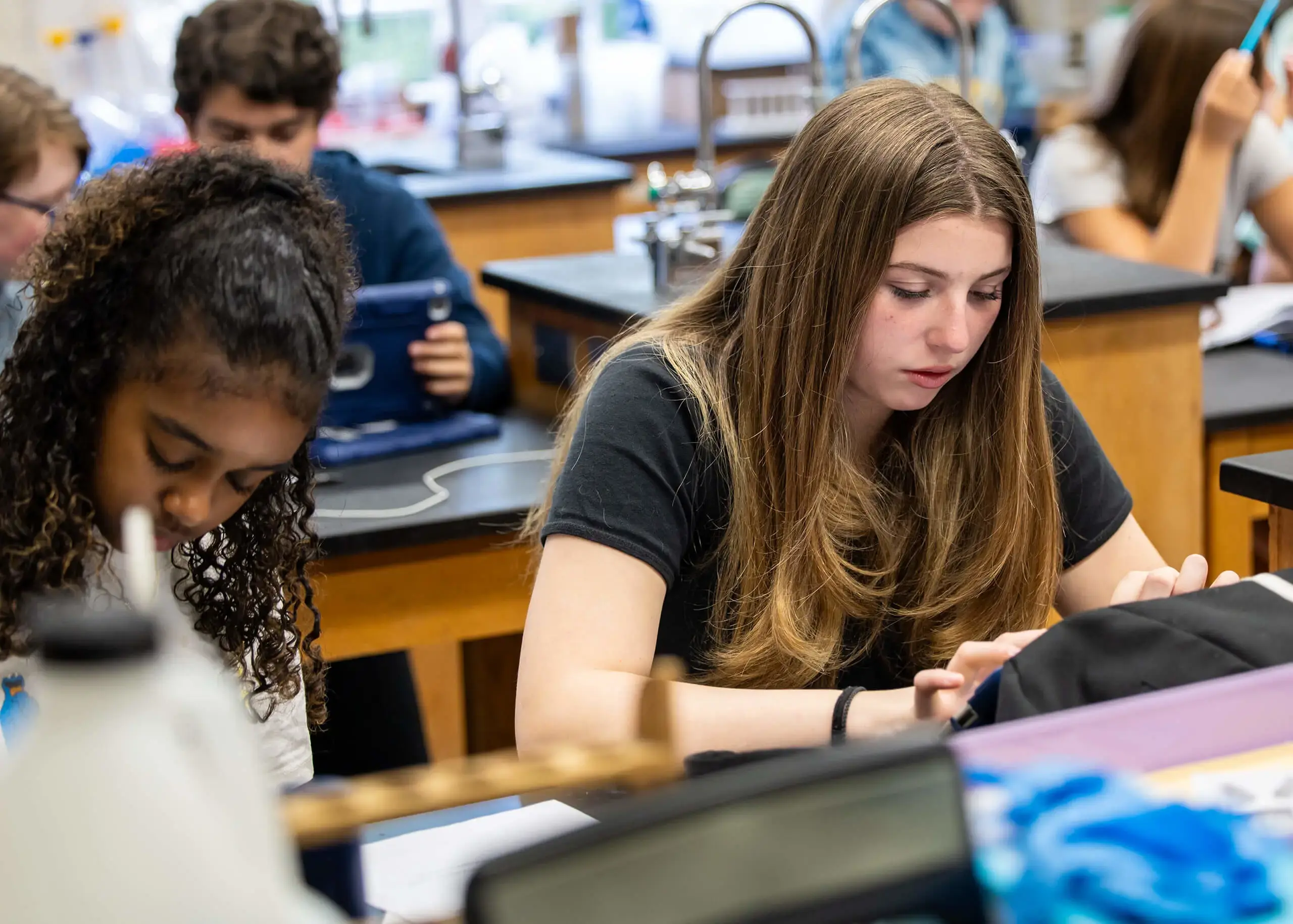 students in a science classroom