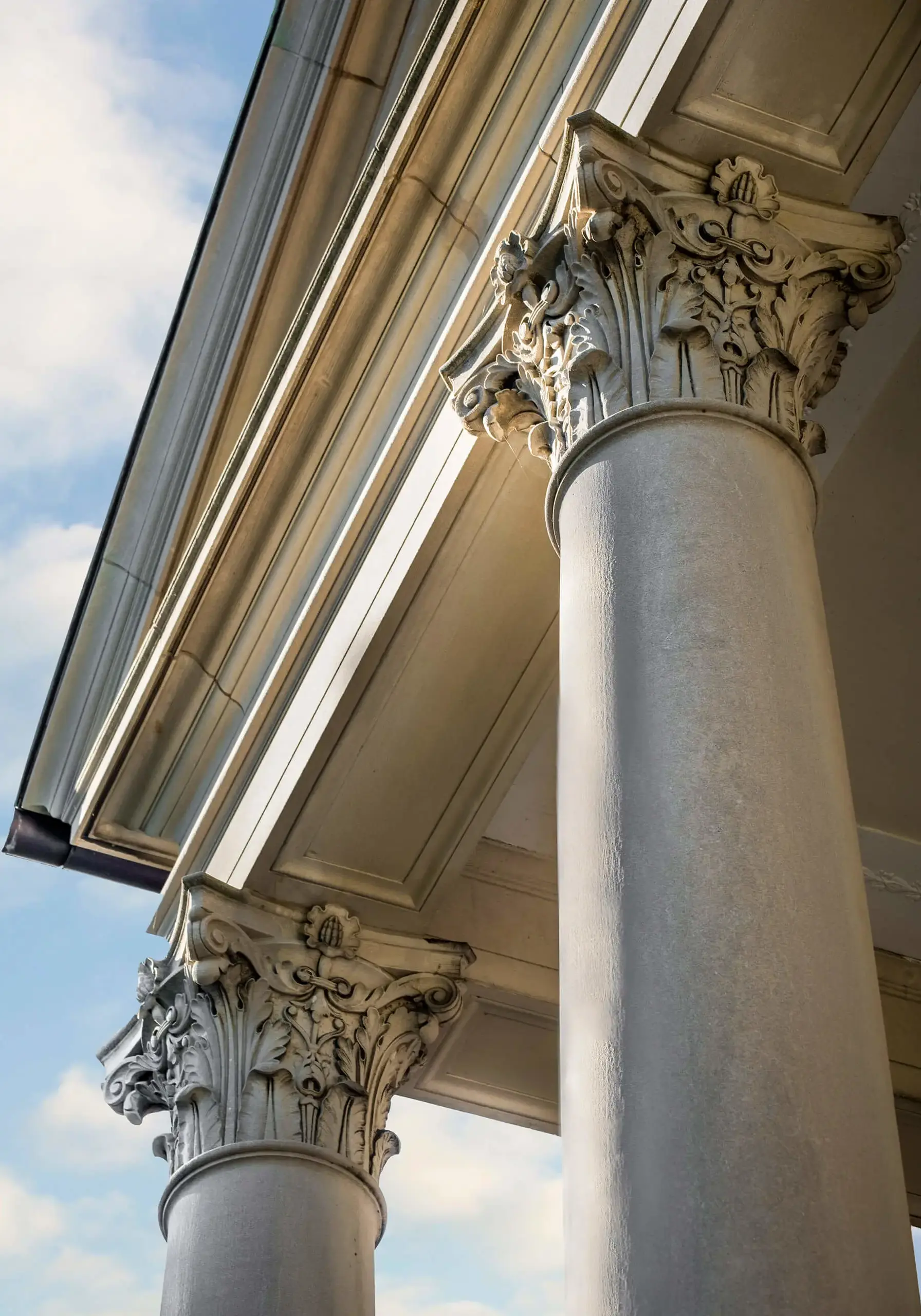 Columns with acanthus leaf capitals