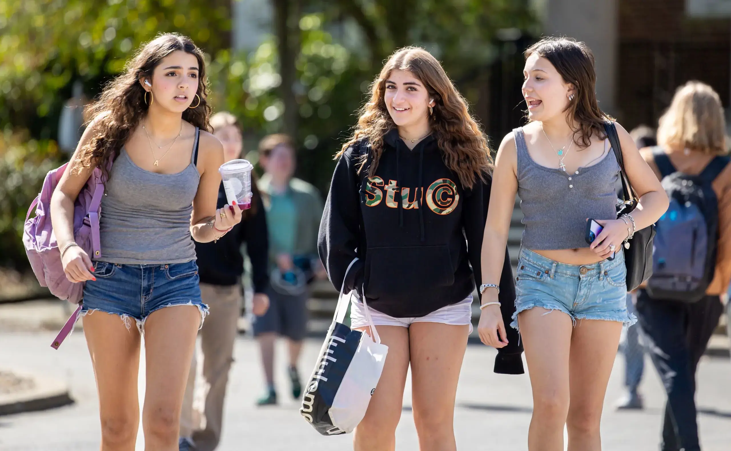 Students talking outside