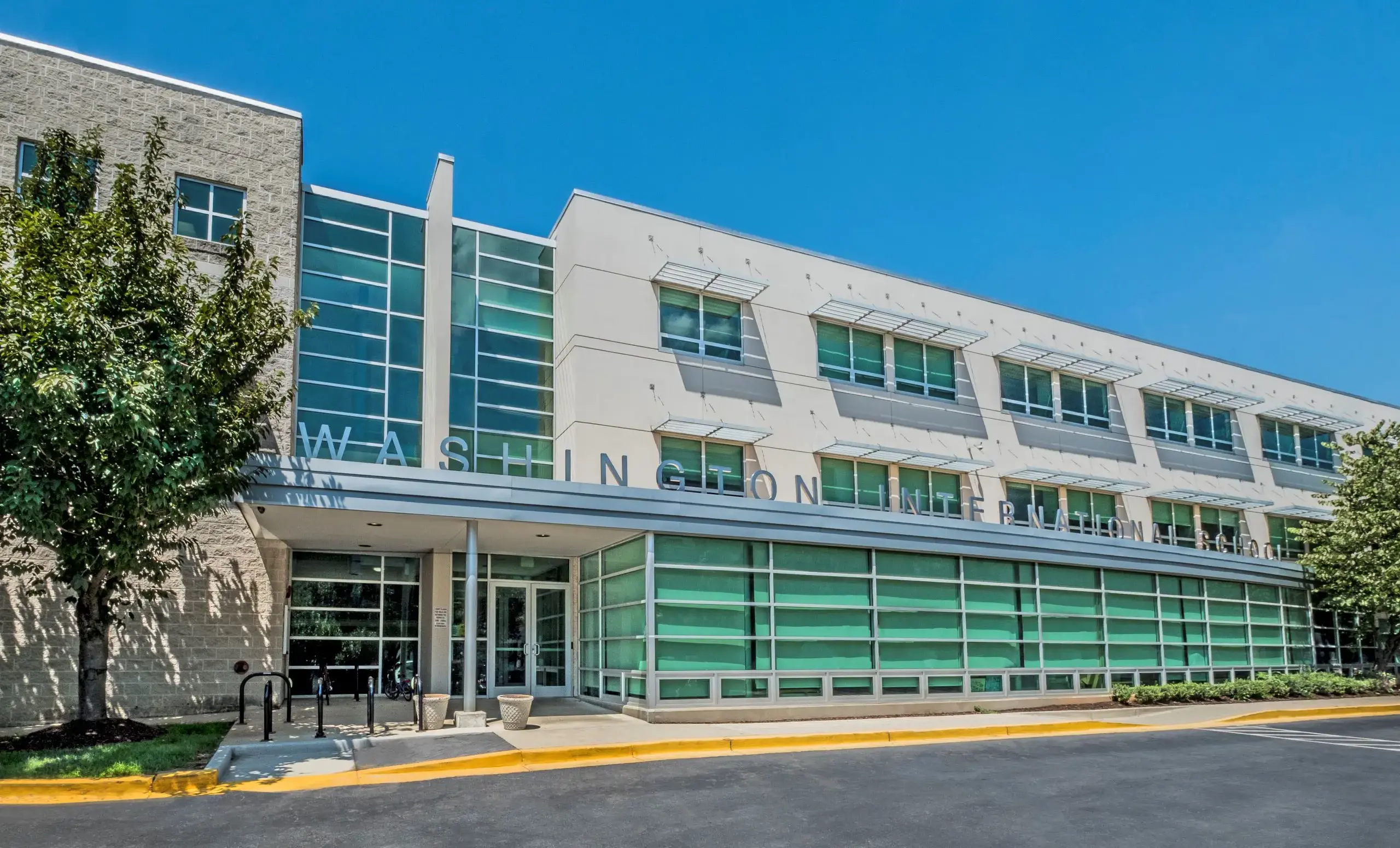 school building and blue sky