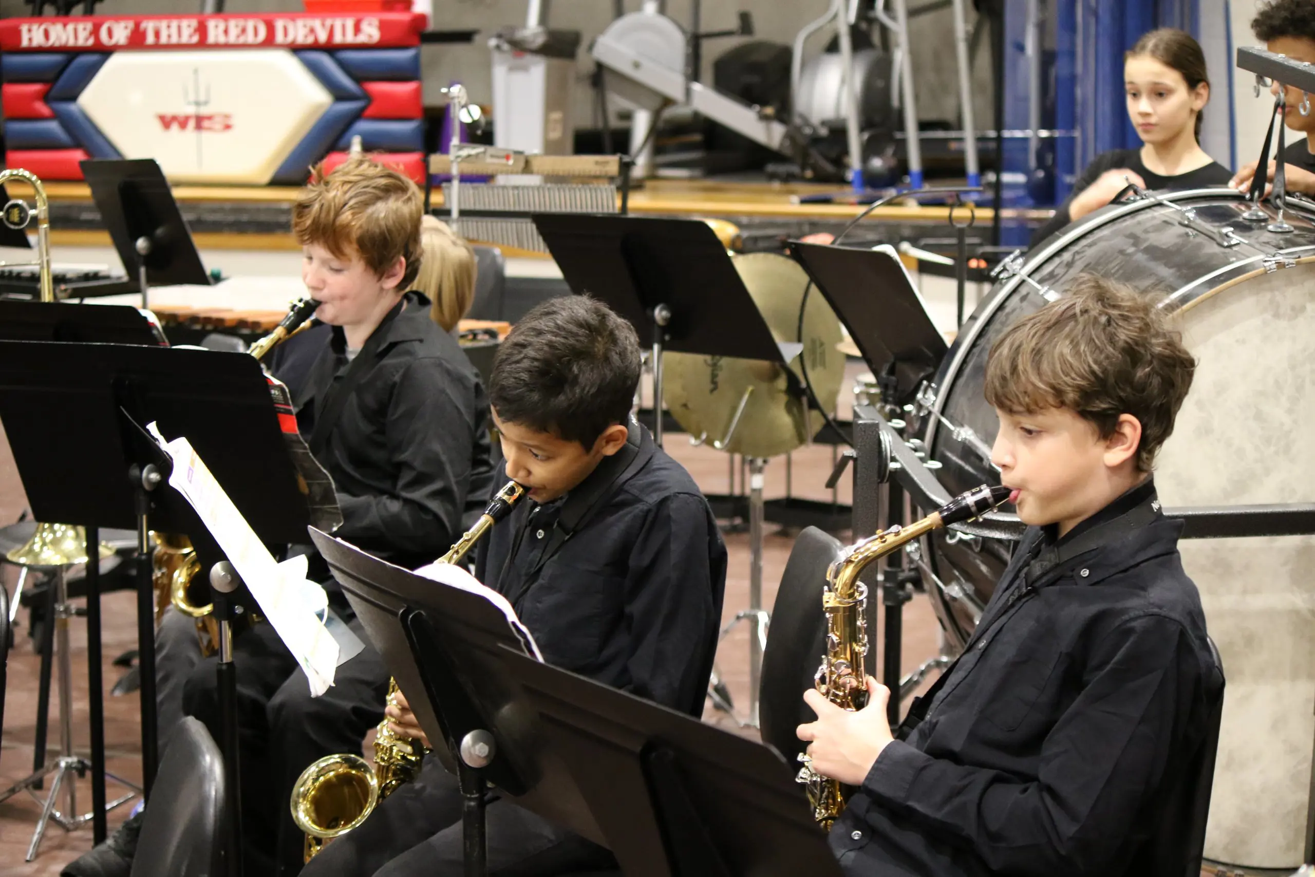 Students performing with instruments